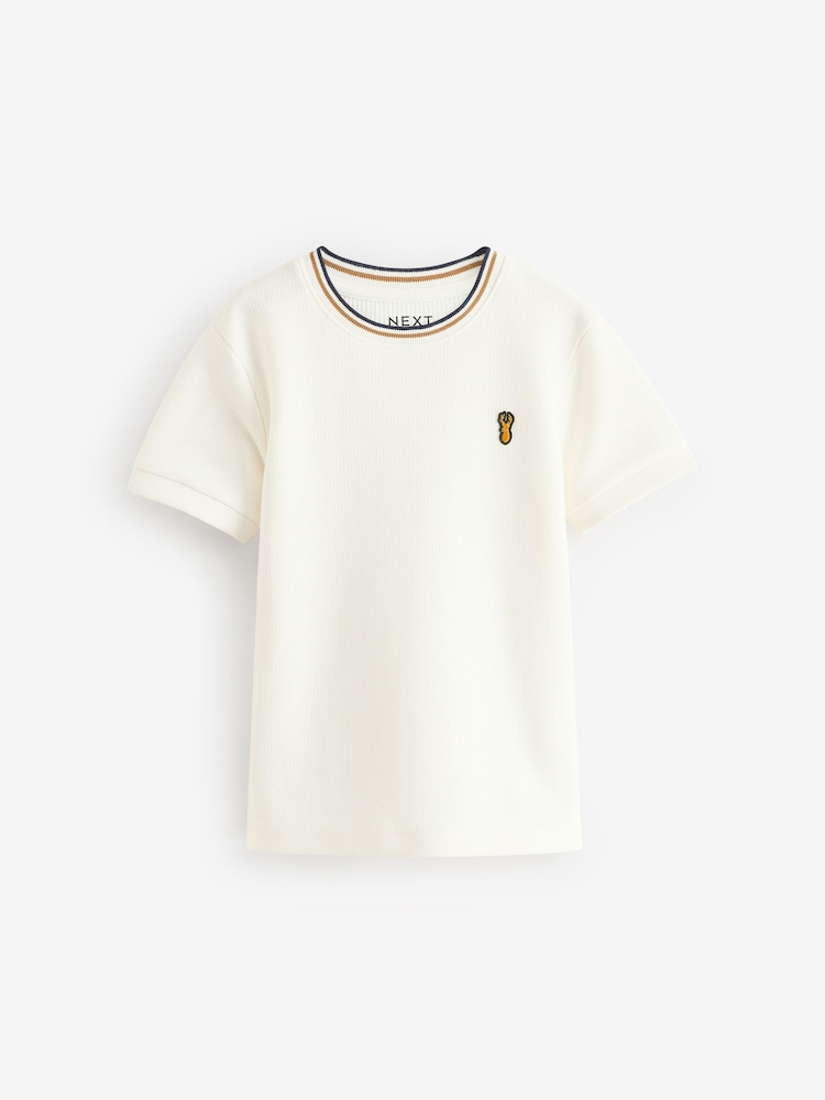 écru - T-shirt texturé à manches courtes (3-16 ans) - Image 1 of 4