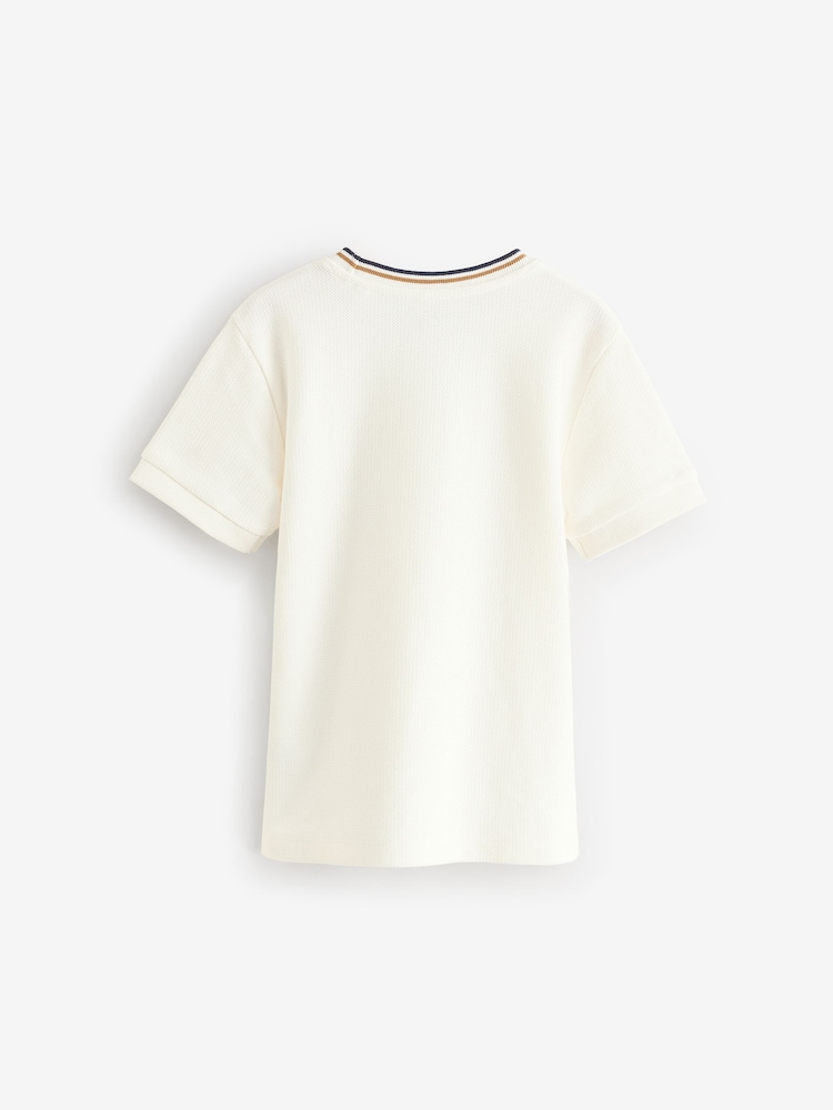 écru - T-shirt texturé à manches courtes (3-16 ans) - Image 2 of 4