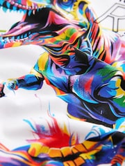 White Rainbow Dino Regular Fit Short Sleeve Graphic 100% Cotton T-Shirt (3-16yrs) - Image 4 of 4