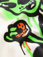 Ecru Cream Graffiti Alien Relaxed Fit Short Sleeve Graphic Print T-Shirt (3-16yrs) - Image 4 of 4