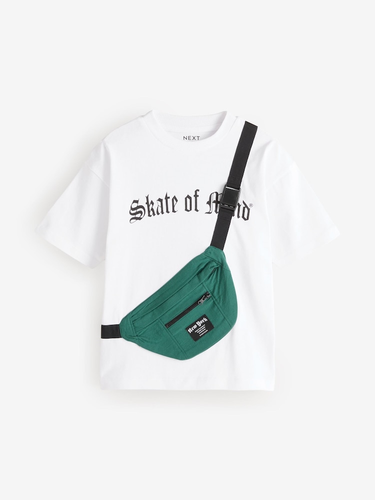 White Skate of Mind - تيشرت بأكمام قصيرة وجيب على شكل حقيبة (3-16 سنة) - صورة 2 من 5