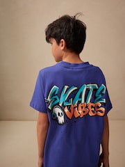 Black/Purple Grafitti Regular Fit Graphic Regular Fit Short Sleeve T-Shirt and Shorts Set (3-16yrs) - Image 2 of 7