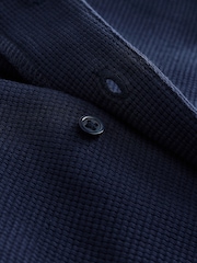 Navy Blue Textured Revere Collar Short Sleeve Shirt and Shorts Set (3-16yrs) - Image 5 of 5