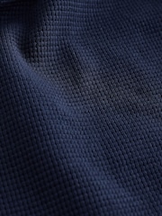 Navy Blue Textured Revere Collar Short Sleeve Shirt and Shorts Set (3-16yrs) - Image 9 of 9