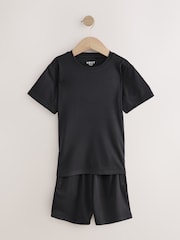 Black Sports T-Shirt and Shorts Set (3-16yrs) - Image 1 of 6