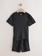 Black Sports T-Shirt and Shorts Set (3-16yrs) - Image 2 of 6