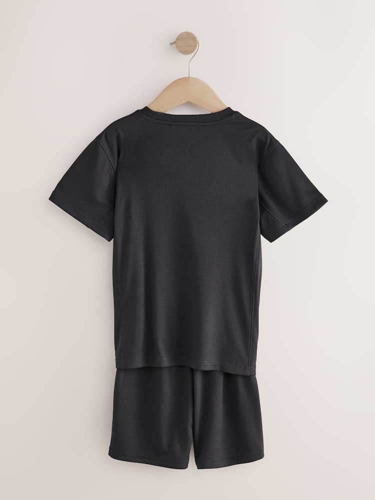 Black Sports T-Shirt and Shorts Set (3-16yrs) - Image 3 of 6