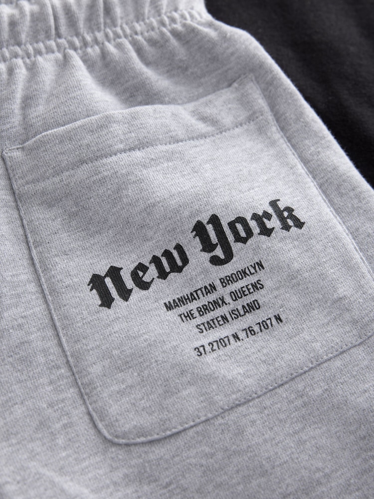 Black/Grey New York Relaxed Fit Short Sleeve T-Shirt and Shorts Set (3-16yrs) - Image 6 of 6