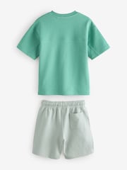 Mineral Green/Grey Subscribe V-Neck Short Sleeve T-Shirt and Shorts Set (3-16yrs) - Image 3 of 5