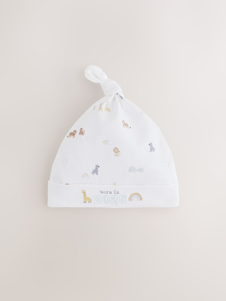 White Born in 2025 Hat and Bib Baby Set 2 Piece (0-12mths) - Image 3 of 5