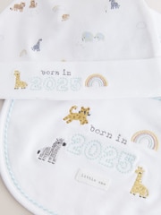 White Born in 2025 Hat and Bib Baby Set 2 Piece (0-12mths) - Image 4 of 5