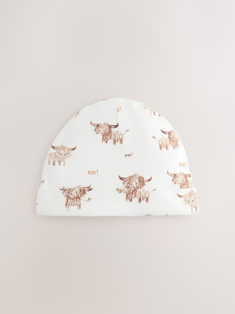 Neutral Hamish Baby 100% Cotton Beanies 3 Pack (0-18mths) - Image 4 of 6