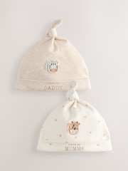 Neutral I Love My Mummy/Daddy Baby Tie Top Hats 2 Pack (0-6mths) - Image 1 of 5