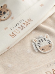 Neutral I Love My Mummy/Daddy Baby Tie Top Hats 2 Pack (0-6mths) - Image 4 of 5