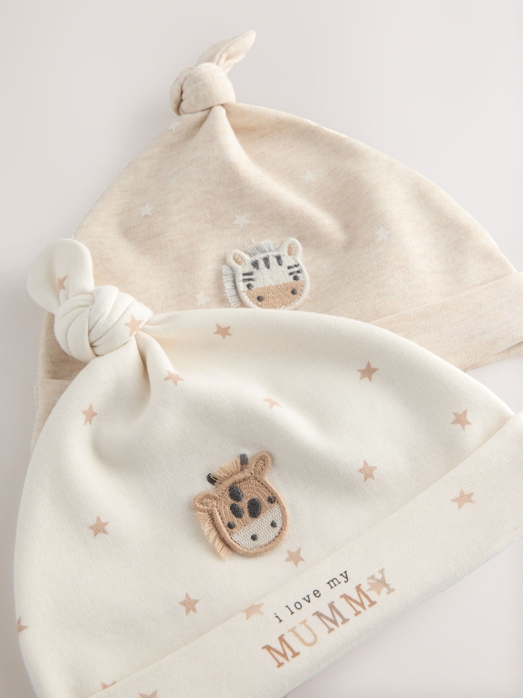 Neutral I Love My Mummy/Daddy Baby Tie Top Hats 2 Pack (0-6mths) - Image 5 of 5