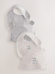 Zèbre gris/neutre - Beanie and Bib Baby Set 4 Piece (0-12mths) - Image 1 of 7