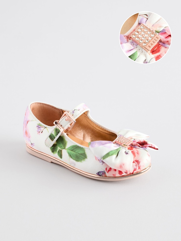 Baker by Ted Baker Girls White/Pink Mary Jane Bow Occasion Shoes - Image 1 of 6