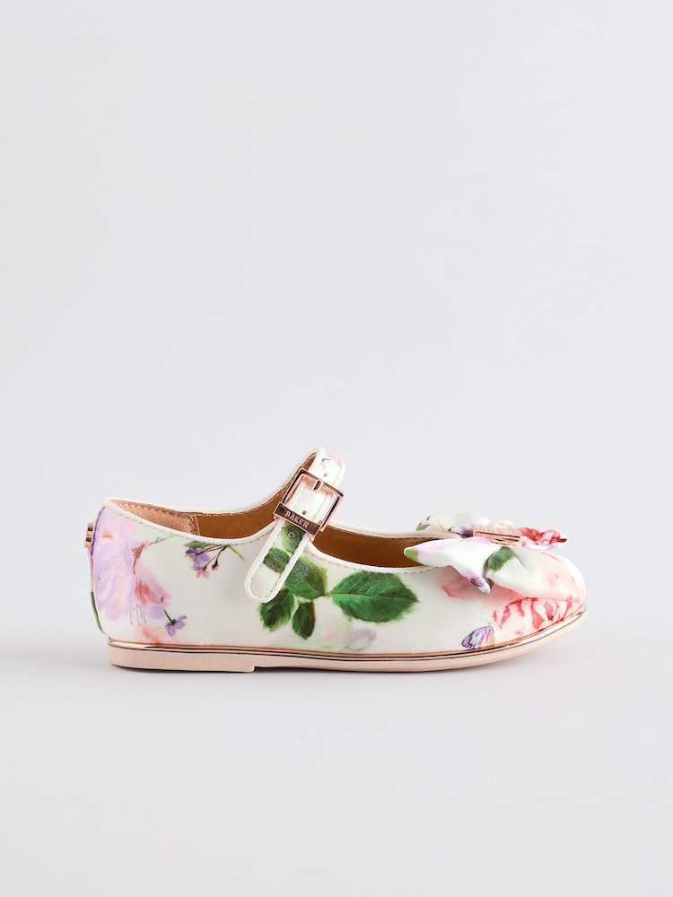 Baker by Ted Baker Girls White/Pink Mary Jane Bow Occasion Shoes - Image 2 of 6