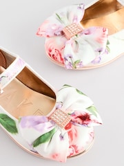 Baker by Ted Baker Girls White/Pink Mary Jane Bow Occasion Shoes - Image 3 of 6