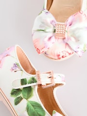 Baker by Ted Baker Girls White/Pink Mary Jane Bow Occasion Shoes - Image 4 of 6