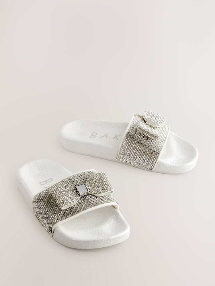 Baker by Ted Baker Girls Diamanté Sliders with Bow - Image 1 of 5