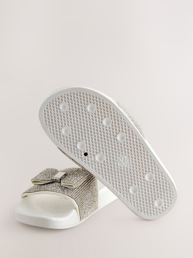 Argent - Baker by Ted Baker Girls Diamanté Sliders avec nœud - Image 3 of 5