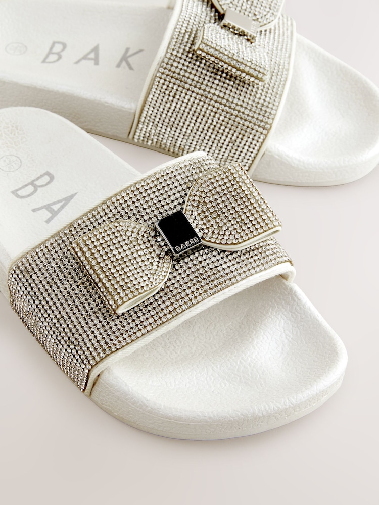 Argent - Baker by Ted Baker Girls Diamanté Sliders avec nœud - Image 4 of 5