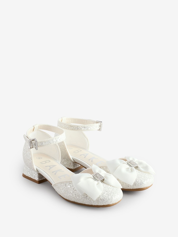 Baker by Ted Baker Girls Heel Occasion White Bow Shoes - Image 3 of 5