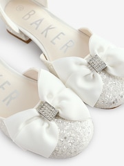 Baker by Ted Baker Girls Heel Occasion White Bow Shoes - Image 4 of 5