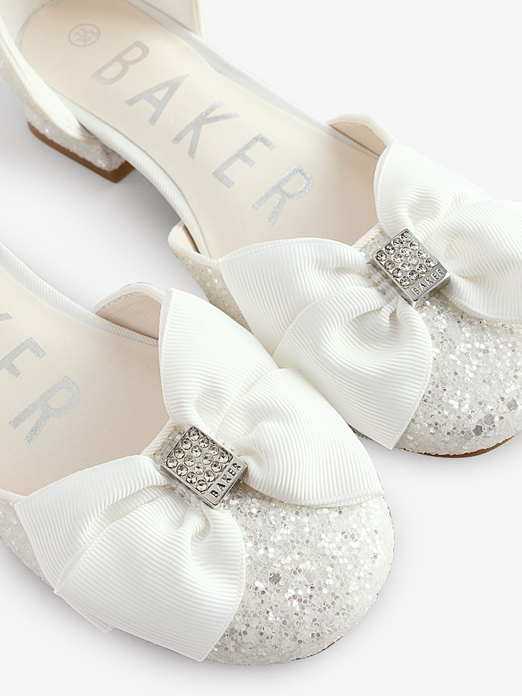 Baker by Ted Baker Girls Heel Occasion White Bow Shoes - Image 4 of 5