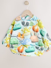 Blue Animal Characters Baby Weaning And Feeding Sleeved Bib - Image 2 of 7
