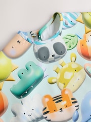 Blue Animal Characters Baby Weaning And Feeding Sleeved Bib - Image 4 of 7