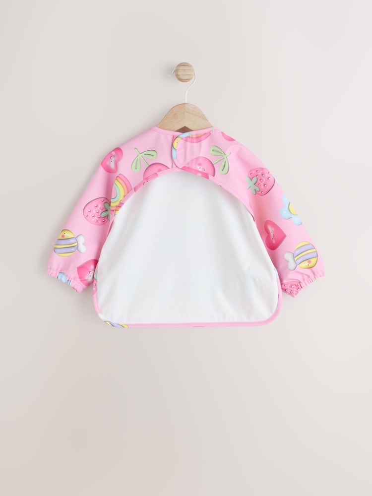 Pink Bright Characters Baby Weaning And Feeding Sleeved Bib - Image 2 of 7