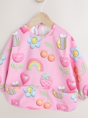 Pink Bright Characters Baby Weaning And Feeding Sleeved Bib - Image 3 of 7