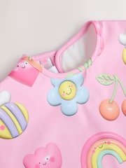 Pink Bright Characters Baby Weaning And Feeding Sleeved Bib - Image 4 of 7