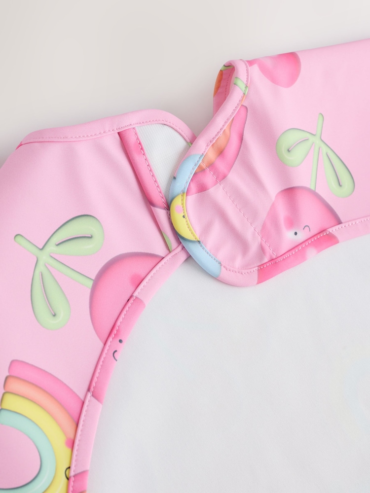 Pink Bright Characters Baby Weaning And Feeding Sleeved Bib - Image 7 of 7