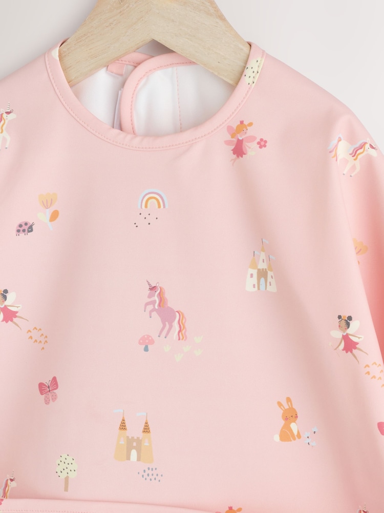 Pink Unicorn Fairies Baby Weaning And Feeding Sleeved Bib - Image 3 of 7