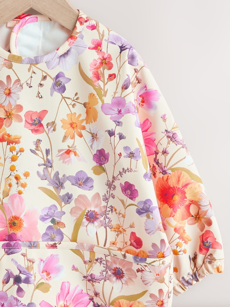 Natural Calm Floral Baby Weaning And Feeding Sleeved Bib - Image 3 of 7