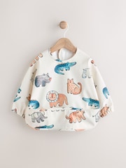 Neutral Safari Animals Baby Weaning And Feeding Sleeved Bib - Image 1 of 7