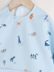 Blue Dino Jungle Baby Weaning And Feeding Sleeved Bib - Image 3 of 7