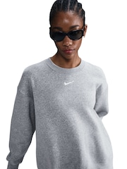 Nike Grey Heather Oversized Phoenix Fleece Crew Neck Sweatshirt - Image 3 of 5