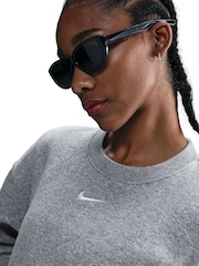 Nike Grey Heather Oversized Phoenix Fleece Crew Neck Sweatshirt - Image 5 of 5
