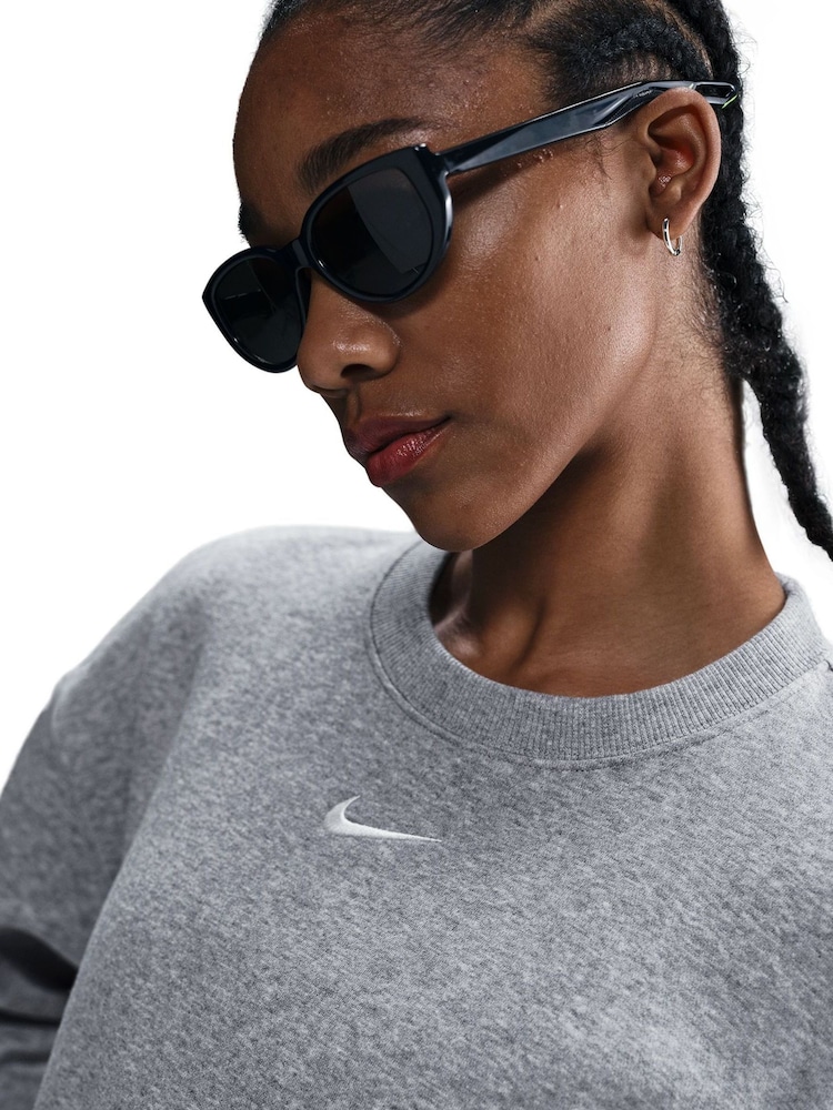 Nike Grey Heather Oversized Phoenix Fleece Crew Neck Sweatshirt - Image 5 of 5