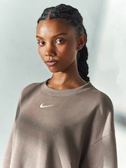 Nike Brown Oversized Phoenix Fleece Crew Neck Sweatshirt - Image 2 of 6