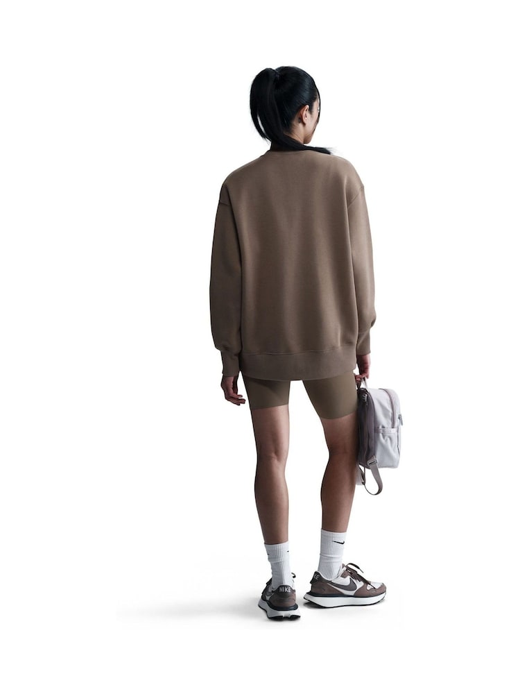 Nike Brown Oversized Phoenix Fleece Crew Neck Sweatshirt - Image 3 of 6