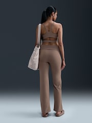 Nike Mink Brown One High Waisted Fold Over Flared Leggings - Image 2 of 7