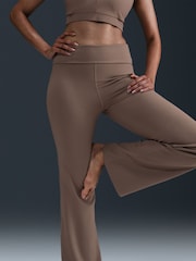 Nike Mink Brown One High Waisted Fold Over Flared Leggings - Image 4 of 7