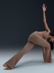 Nike Mink Brown One High Waisted Fold Over Flared Leggings - Image 5 of 7