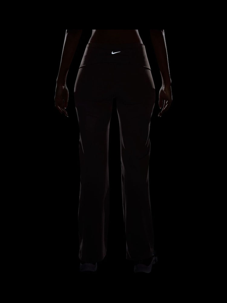 Nike Mink Brown One High Waisted Fold Over Flared Leggings - Image 6 of 7