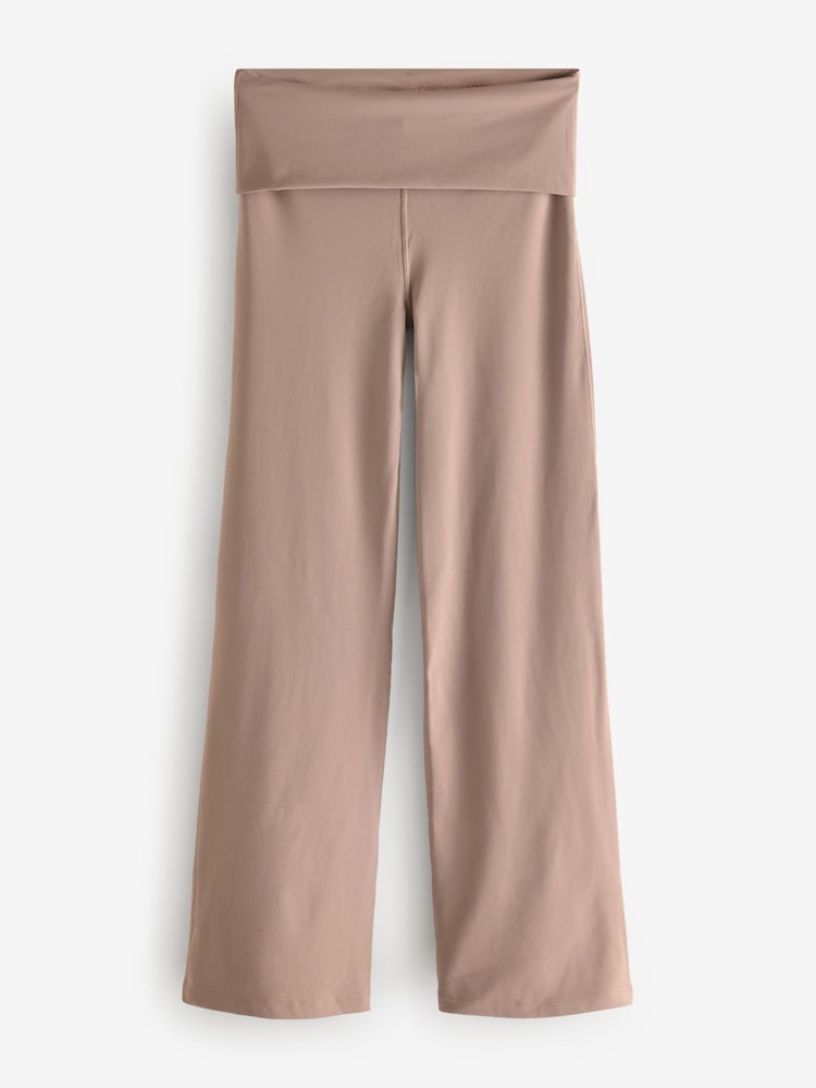 Nike Mink Brown One High Waisted Fold Over Flared Leggings - Image 7 of 7